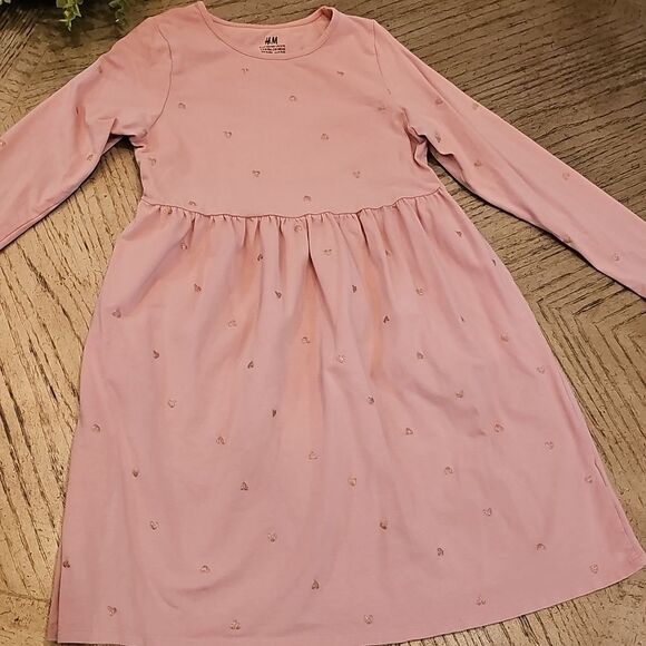 H&M Pink Long Sleeve Heart Dress 8/10 - Picture 9 of 10